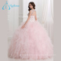 Sequined Beading Crystal Ruffles Pink Quinceanera Vestidos Ball Gown